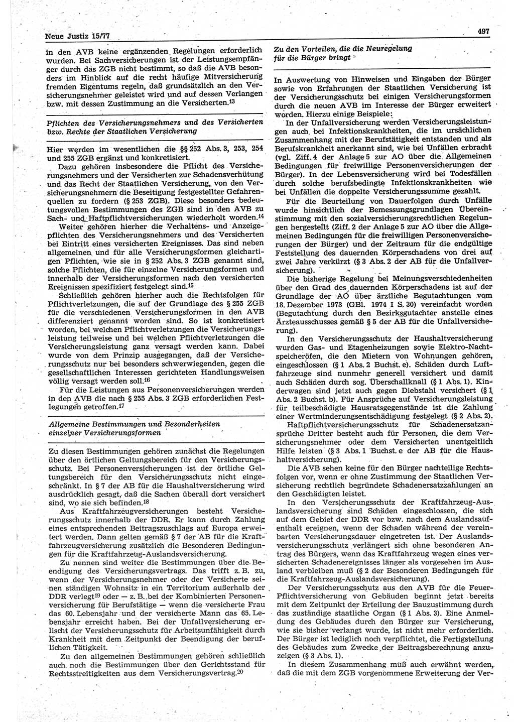 Neue Justiz (NJ), Zeitschrift für Recht und Rechtswissenschaft-Zeitschrift, sozialistisches Recht und Gesetzlichkeit, 31. Jahrgang 1977, Seite 497 (NJ DDR 1977, S. 497)
