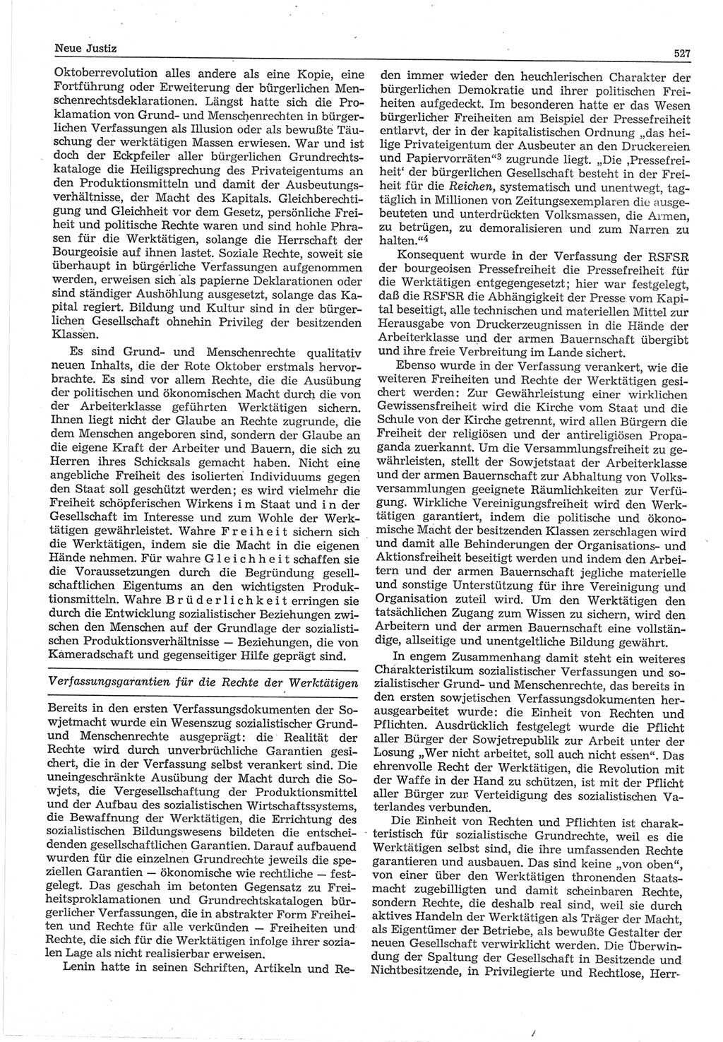 Neue Justiz (NJ), Zeitschrift für Recht und Rechtswissenschaft-Zeitschrift, sozialistisches Recht und Gesetzlichkeit, 31. Jahrgang 1977, Seite 527 (NJ DDR 1977, S. 527)