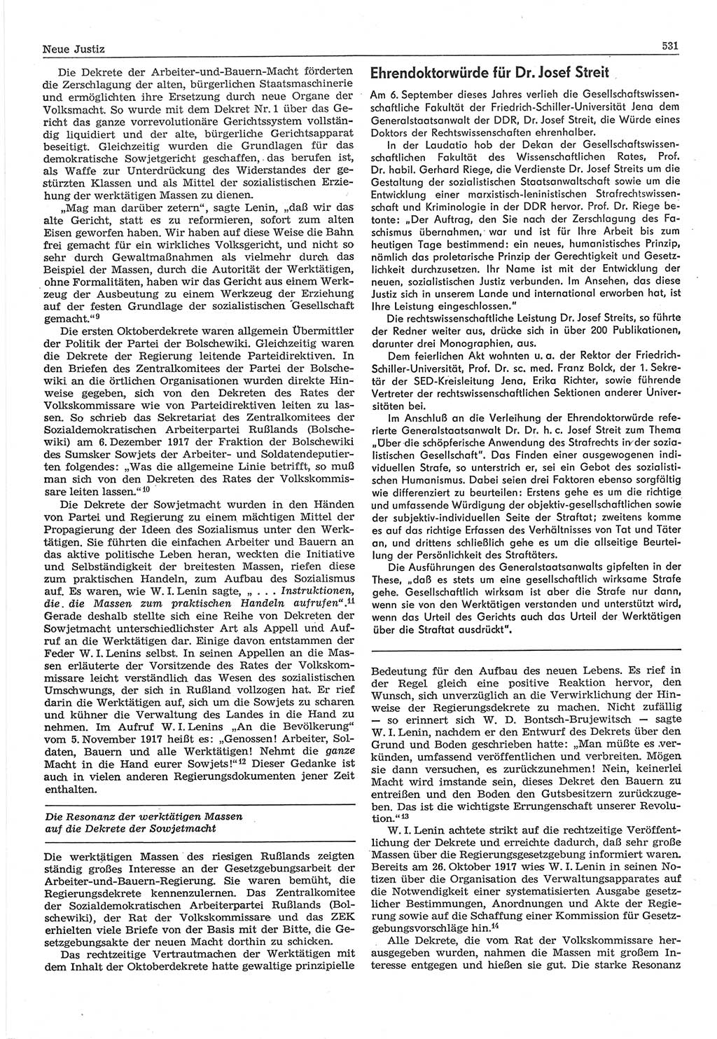 Neue Justiz (NJ), Zeitschrift für Recht und Rechtswissenschaft-Zeitschrift, sozialistisches Recht und Gesetzlichkeit, 31. Jahrgang 1977, Seite 531 (NJ DDR 1977, S. 531)