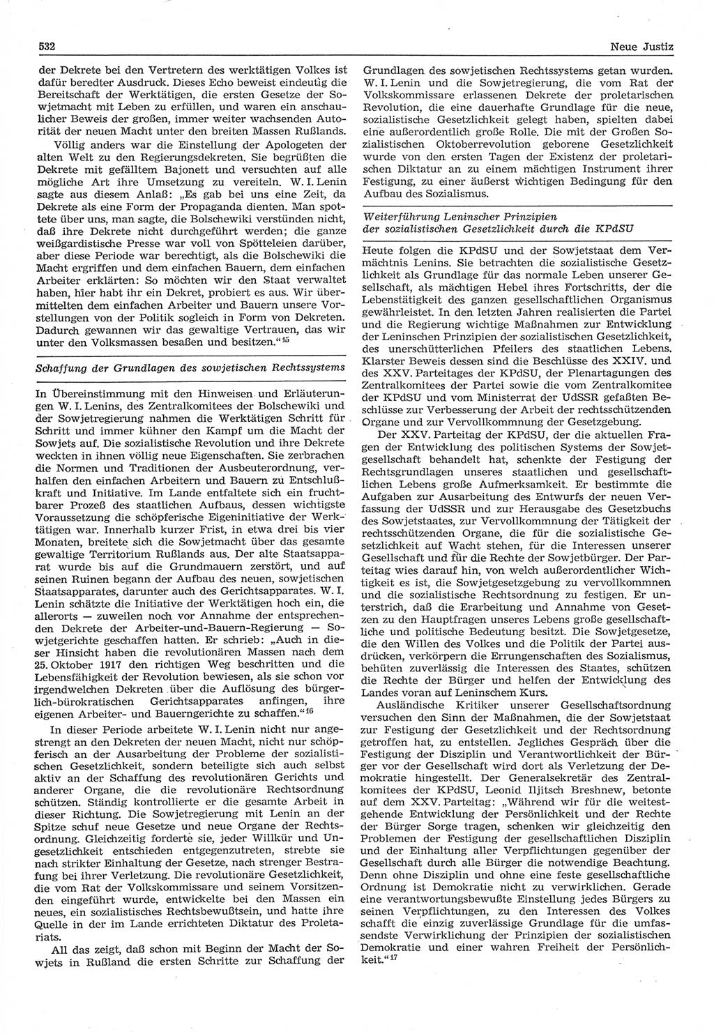 Neue Justiz (NJ), Zeitschrift für Recht und Rechtswissenschaft-Zeitschrift, sozialistisches Recht und Gesetzlichkeit, 31. Jahrgang 1977, Seite 532 (NJ DDR 1977, S. 532)