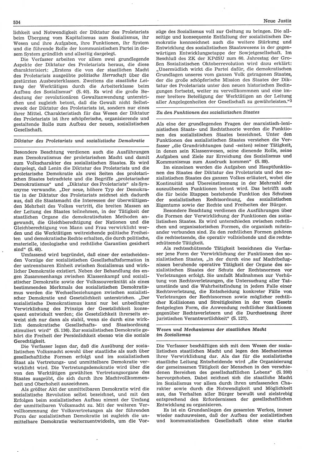 Neue Justiz (NJ), Zeitschrift für Recht und Rechtswissenschaft-Zeitschrift, sozialistisches Recht und Gesetzlichkeit, 31. Jahrgang 1977, Seite 534 (NJ DDR 1977, S. 534)