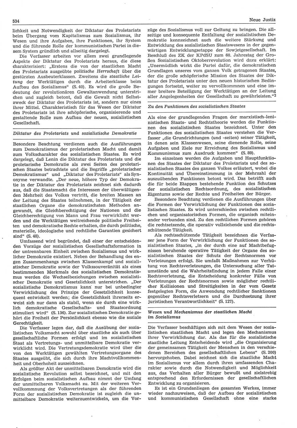 Neue Justiz (NJ), Zeitschrift für Recht und Rechtswissenschaft-Zeitschrift, sozialistisches Recht und Gesetzlichkeit, 31. Jahrgang 1977, Seite 534 (NJ DDR 1977, S. 534)