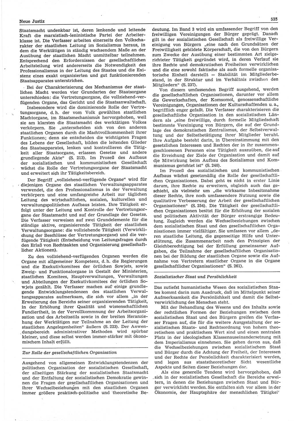 Neue Justiz (NJ), Zeitschrift für Recht und Rechtswissenschaft-Zeitschrift, sozialistisches Recht und Gesetzlichkeit, 31. Jahrgang 1977, Seite 535 (NJ DDR 1977, S. 535)
