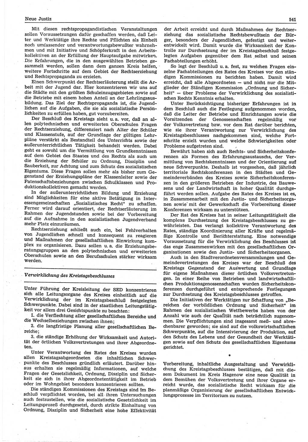 Neue Justiz (NJ), Zeitschrift für Recht und Rechtswissenschaft-Zeitschrift, sozialistisches Recht und Gesetzlichkeit, 31. Jahrgang 1977, Seite 541 (NJ DDR 1977, S. 541)
