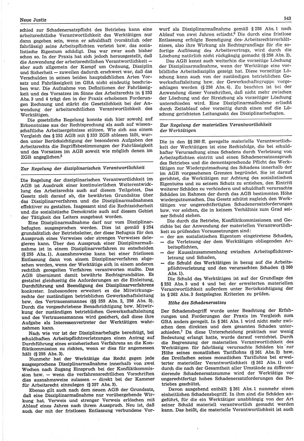 Neue Justiz (NJ), Zeitschrift für Recht und Rechtswissenschaft-Zeitschrift, sozialistisches Recht und Gesetzlichkeit, 31. Jahrgang 1977, Seite 543 (NJ DDR 1977, S. 543)