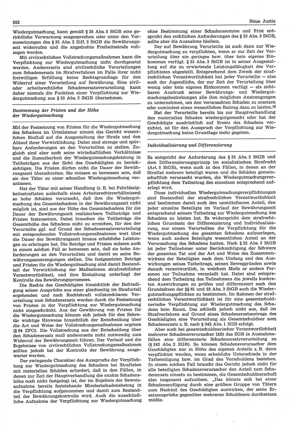 Neue Justiz (NJ), Zeitschrift für Recht und Rechtswissenschaft-Zeitschrift, sozialistisches Recht und Gesetzlichkeit, 31. Jahrgang 1977, Seite 552 (NJ DDR 1977, S. 552)