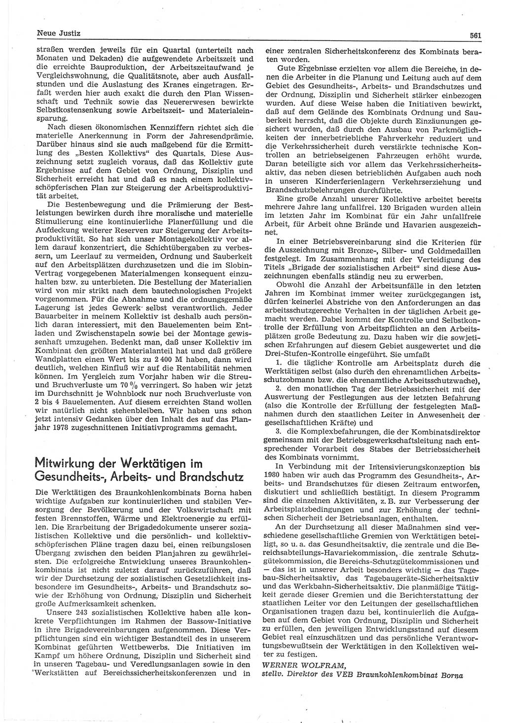 Neue Justiz (NJ), Zeitschrift für Recht und Rechtswissenschaft-Zeitschrift, sozialistisches Recht und Gesetzlichkeit, 31. Jahrgang 1977, Seite 561 (NJ DDR 1977, S. 561)
