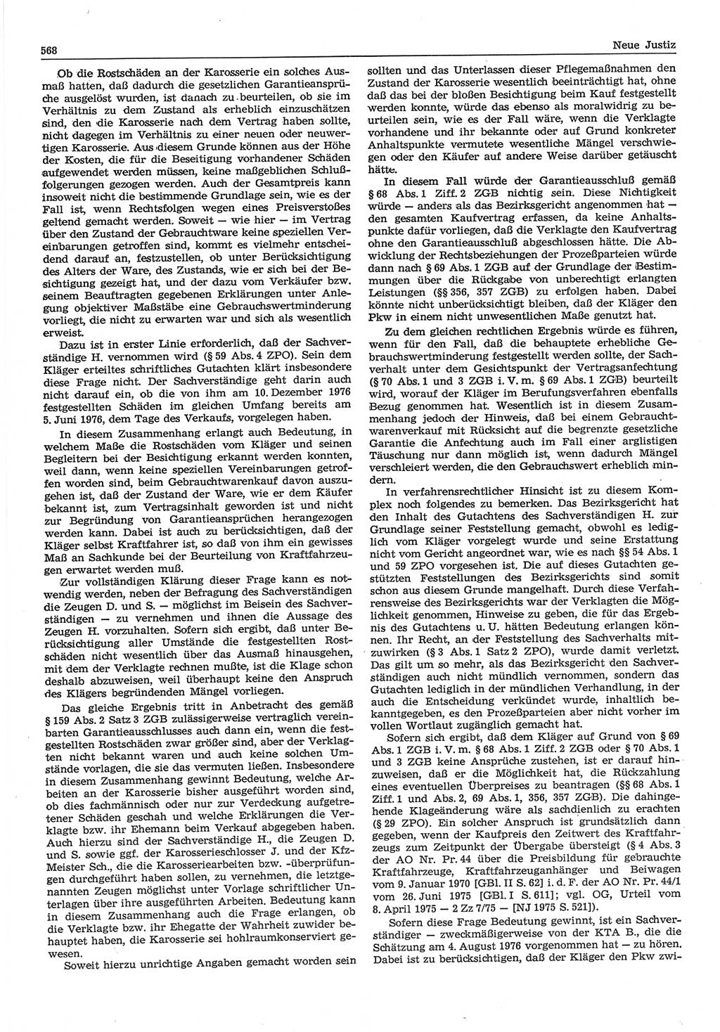 Neue Justiz (NJ), Zeitschrift für Recht und Rechtswissenschaft-Zeitschrift, sozialistisches Recht und Gesetzlichkeit, 31. Jahrgang 1977, Seite 568 (NJ DDR 1977, S. 568)