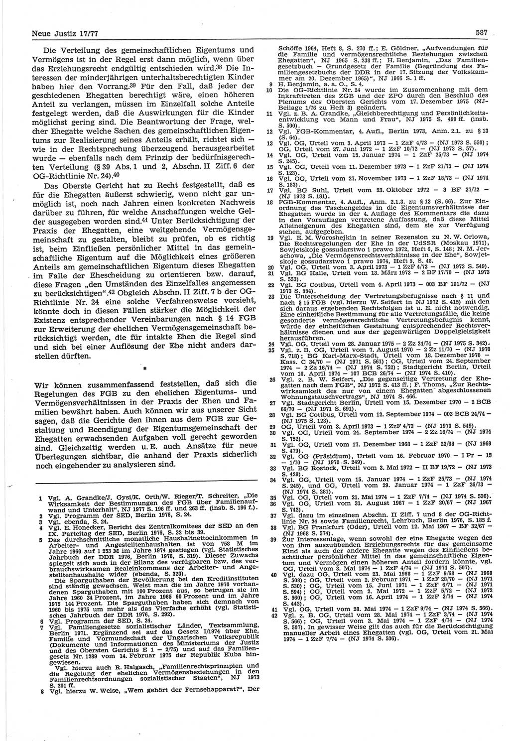 Neue Justiz (NJ), Zeitschrift für Recht und Rechtswissenschaft-Zeitschrift, sozialistisches Recht und Gesetzlichkeit, 31. Jahrgang 1977, Seite 587 (NJ DDR 1977, S. 587)