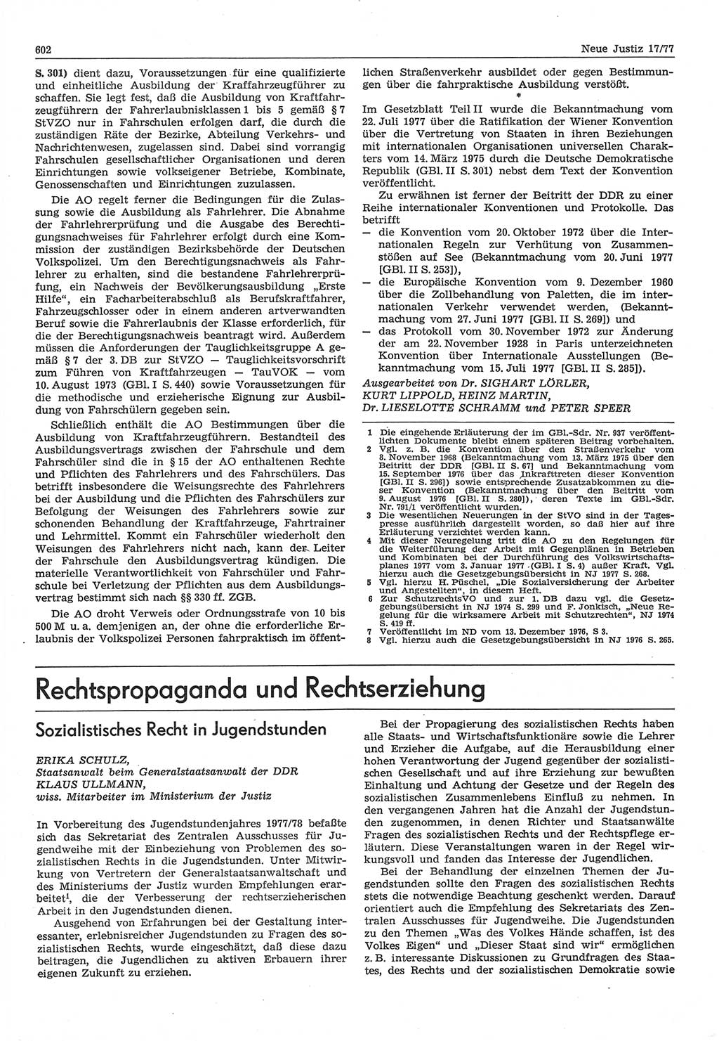 Neue Justiz (NJ), Zeitschrift für Recht und Rechtswissenschaft-Zeitschrift, sozialistisches Recht und Gesetzlichkeit, 31. Jahrgang 1977, Seite 602 (NJ DDR 1977, S. 602)