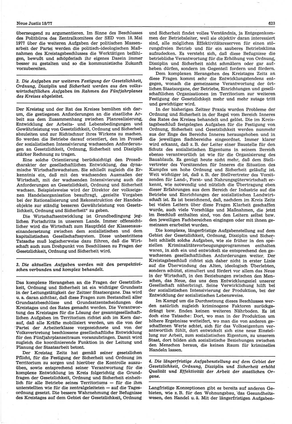 Neue Justiz (NJ), Zeitschrift für Recht und Rechtswissenschaft-Zeitschrift, sozialistisches Recht und Gesetzlichkeit, 31. Jahrgang 1977, Seite 623 (NJ DDR 1977, S. 623)