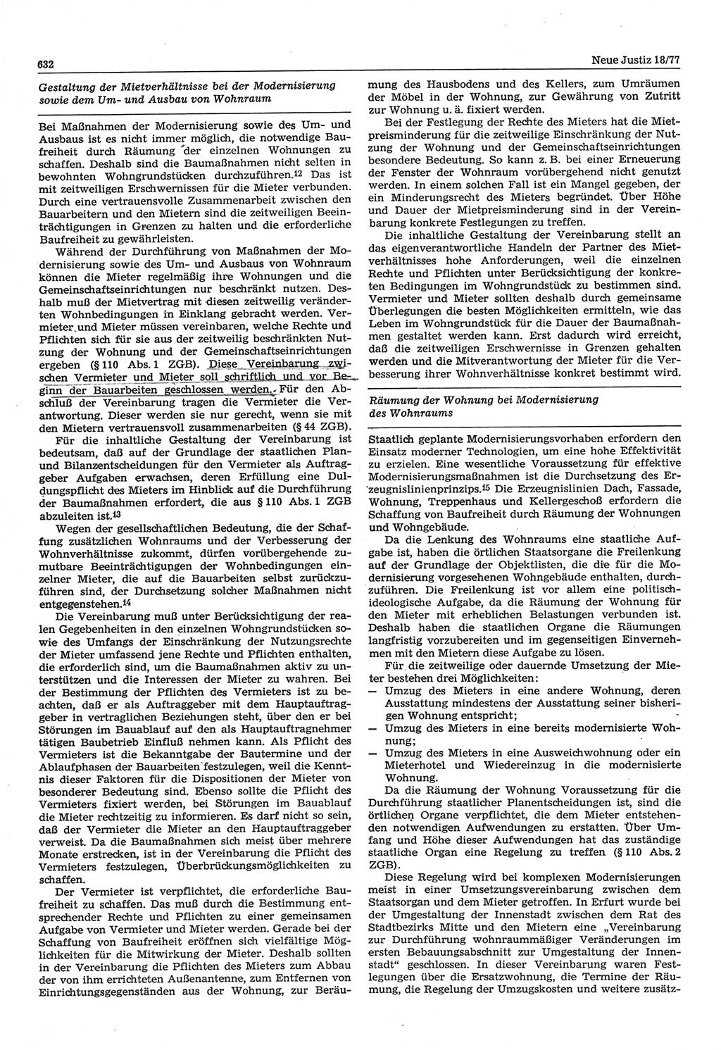 Neue Justiz (NJ), Zeitschrift für Recht und Rechtswissenschaft-Zeitschrift, sozialistisches Recht und Gesetzlichkeit, 31. Jahrgang 1977, Seite 632 (NJ DDR 1977, S. 632)