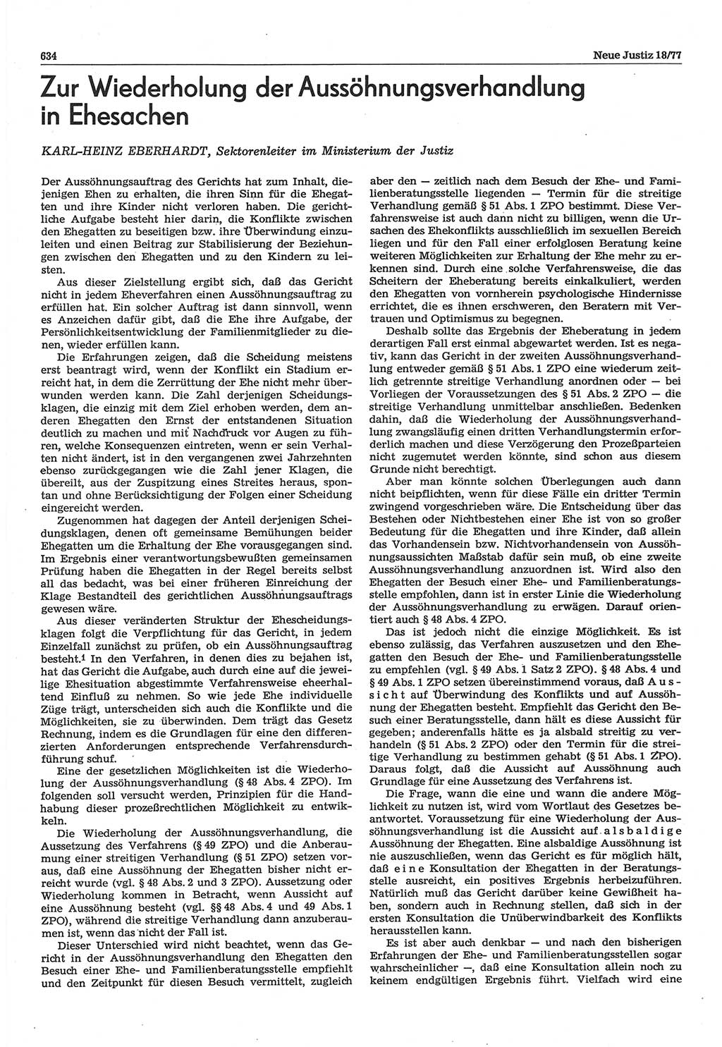 Neue Justiz (NJ), Zeitschrift für Recht und Rechtswissenschaft-Zeitschrift, sozialistisches Recht und Gesetzlichkeit, 31. Jahrgang 1977, Seite 634 (NJ DDR 1977, S. 634)