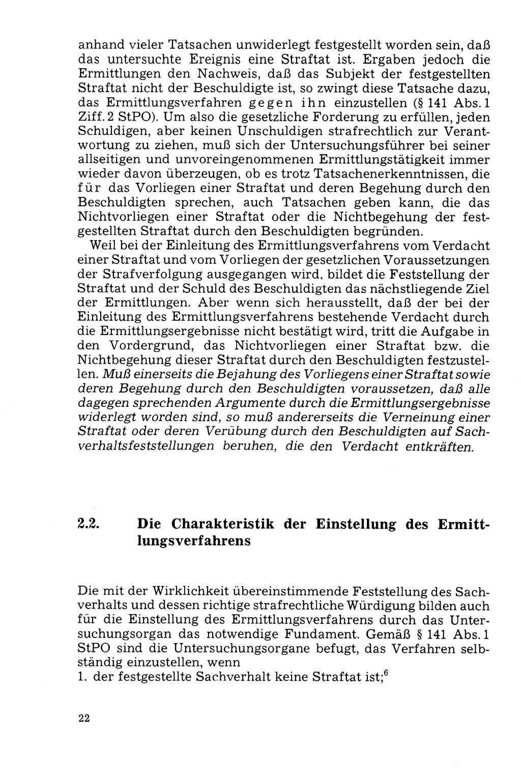 Der Abschluß des Ermittlungsverfahrens [Deutsche Demokratische Republik (DDR)] 1978, Seite 22 (Abschl. EV DDR 1978, S. 22)