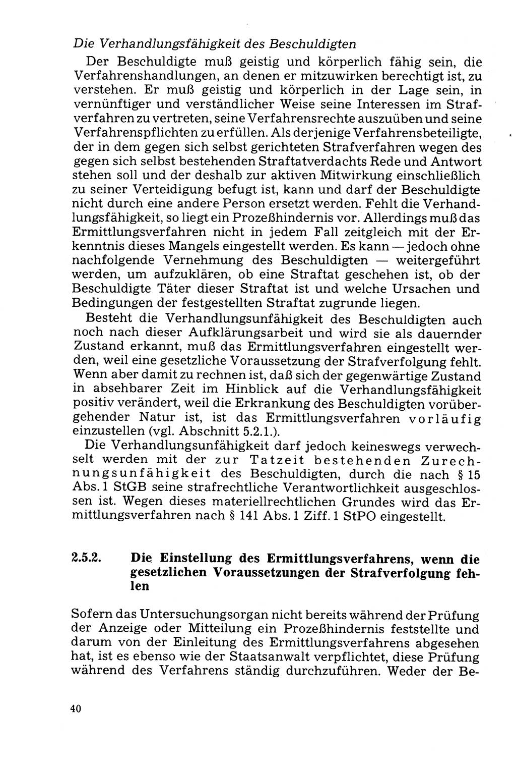 Der Abschluß des Ermittlungsverfahrens [Deutsche Demokratische Republik (DDR)] 1978, Seite 40 (Abschl. EV DDR 1978, S. 40)