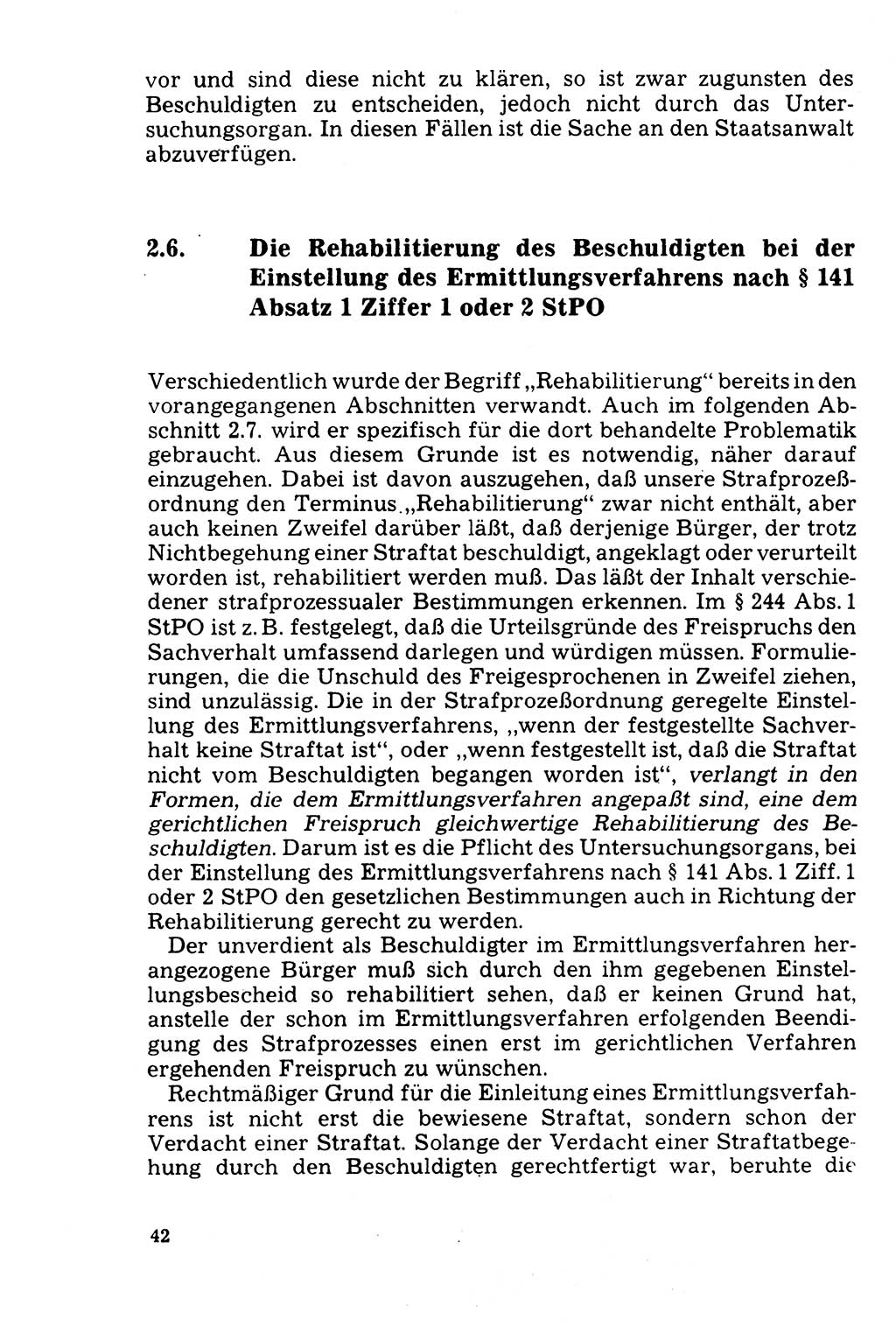Der Abschluß des Ermittlungsverfahrens [Deutsche Demokratische Republik (DDR)] 1978, Seite 42 (Abschl. EV DDR 1978, S. 42)