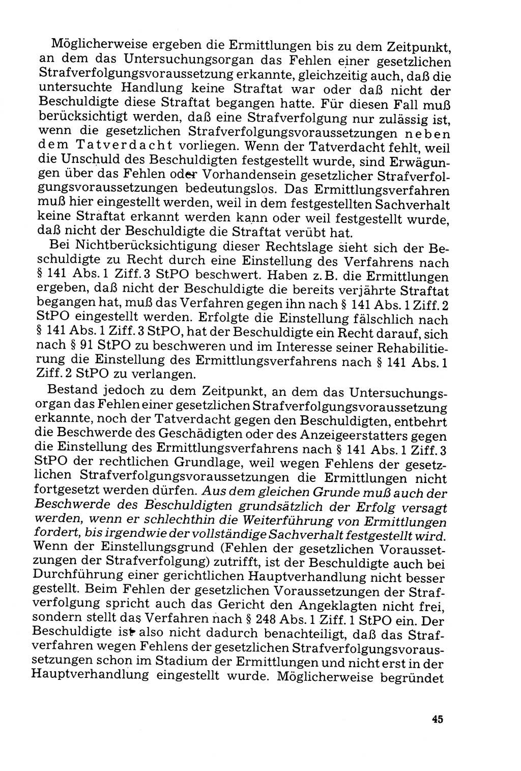Der Abschluß des Ermittlungsverfahrens [Deutsche Demokratische Republik (DDR)] 1978, Seite 45 (Abschl. EV DDR 1978, S. 45)