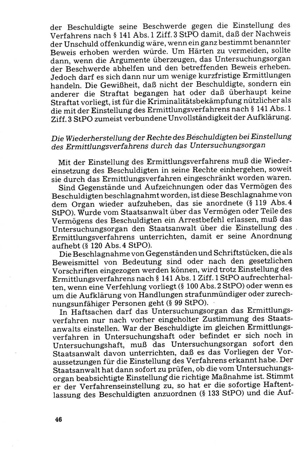 Der Abschluß des Ermittlungsverfahrens [Deutsche Demokratische Republik (DDR)] 1978, Seite 46 (Abschl. EV DDR 1978, S. 46)