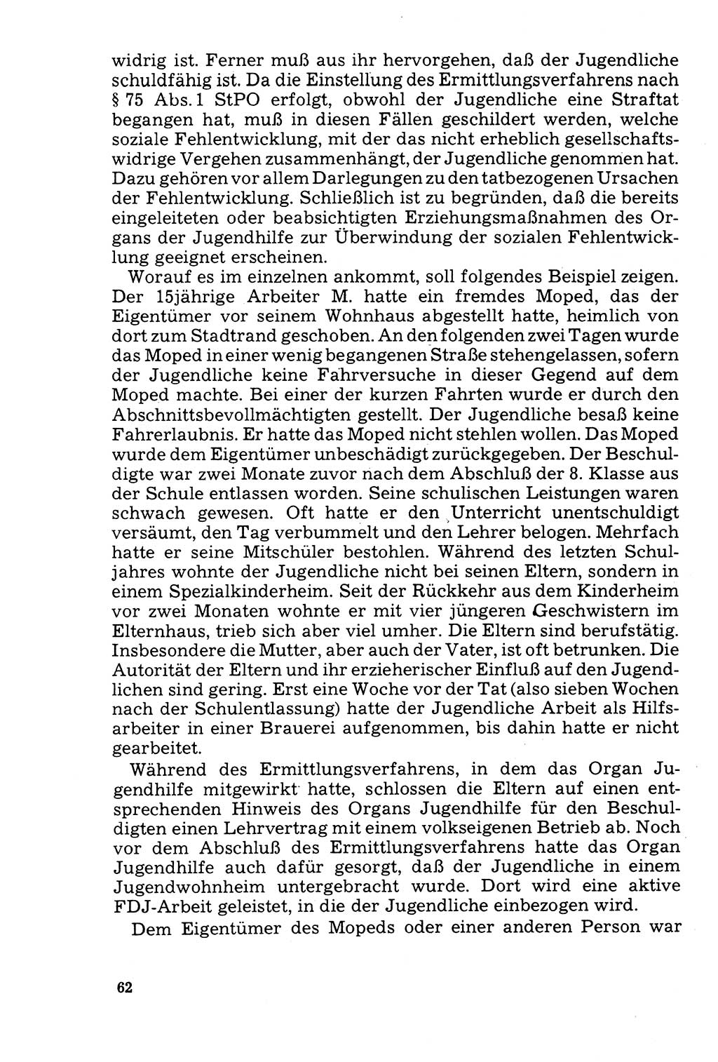 Der Abschluß des Ermittlungsverfahrens [Deutsche Demokratische Republik (DDR)] 1978, Seite 62 (Abschl. EV DDR 1978, S. 62)