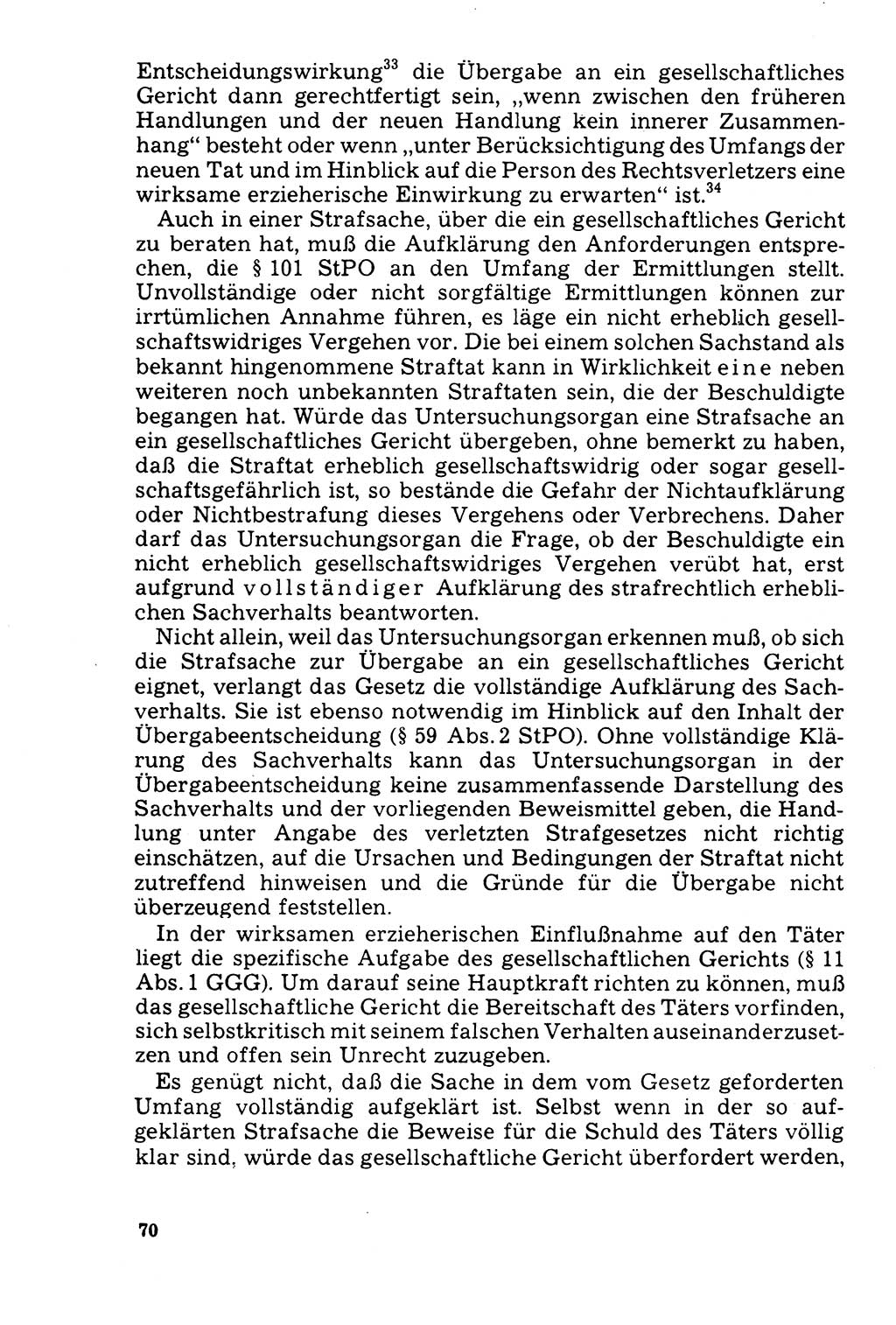 Der Abschluß des Ermittlungsverfahrens [Deutsche Demokratische Republik (DDR)] 1978, Seite 70 (Abschl. EV DDR 1978, S. 70)