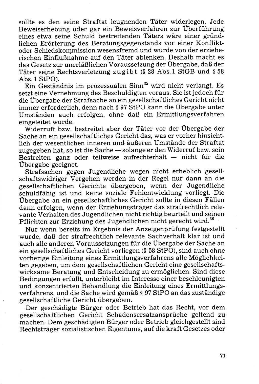 Der Abschluß des Ermittlungsverfahrens [Deutsche Demokratische Republik (DDR)] 1978, Seite 71 (Abschl. EV DDR 1978, S. 71)