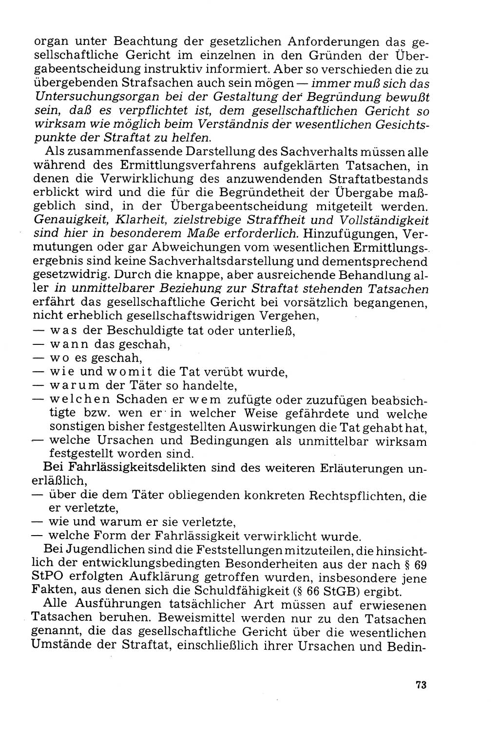 Der Abschluß des Ermittlungsverfahrens [Deutsche Demokratische Republik (DDR)] 1978, Seite 73 (Abschl. EV DDR 1978, S. 73)