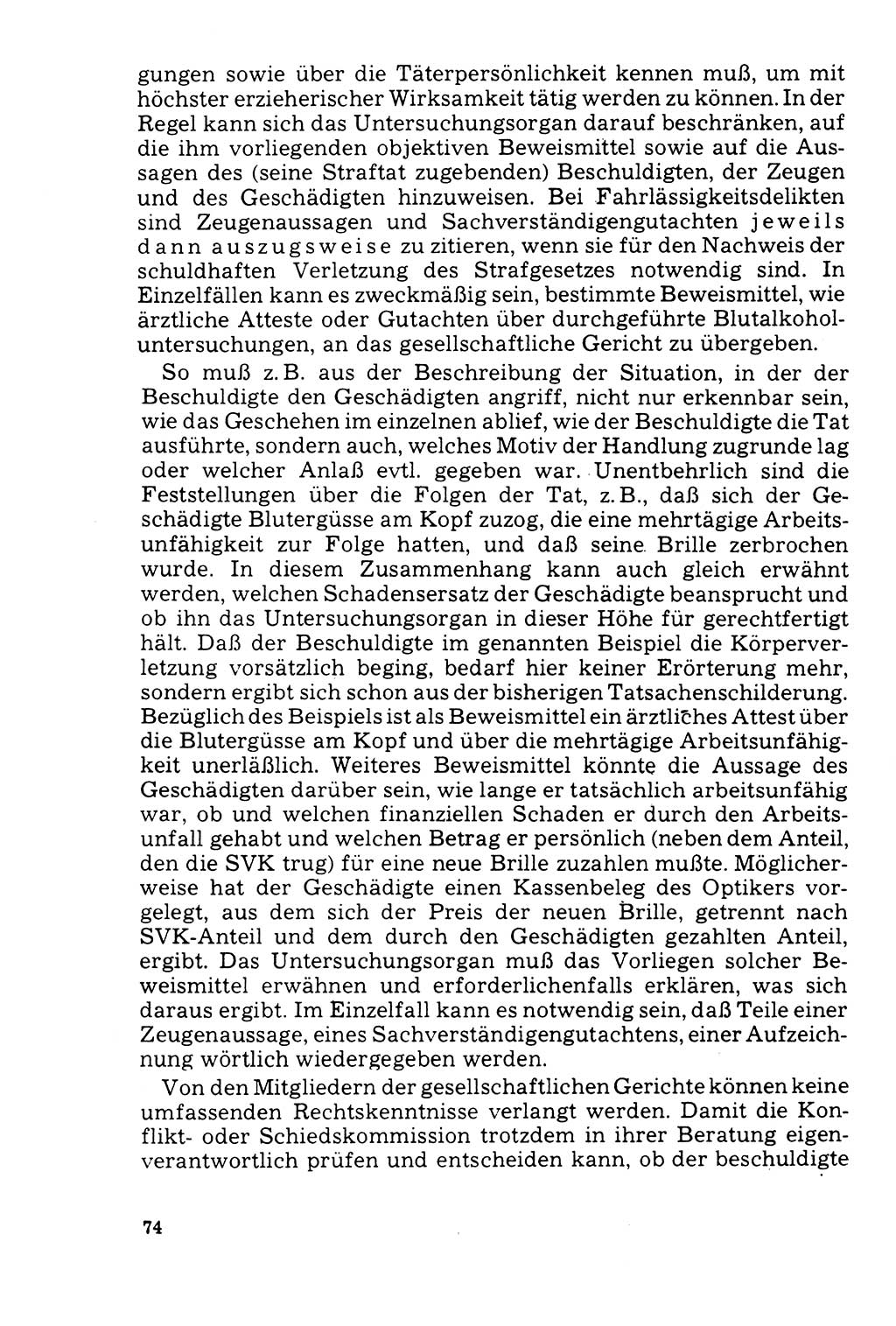 Der Abschluß des Ermittlungsverfahrens [Deutsche Demokratische Republik (DDR)] 1978, Seite 74 (Abschl. EV DDR 1978, S. 74)