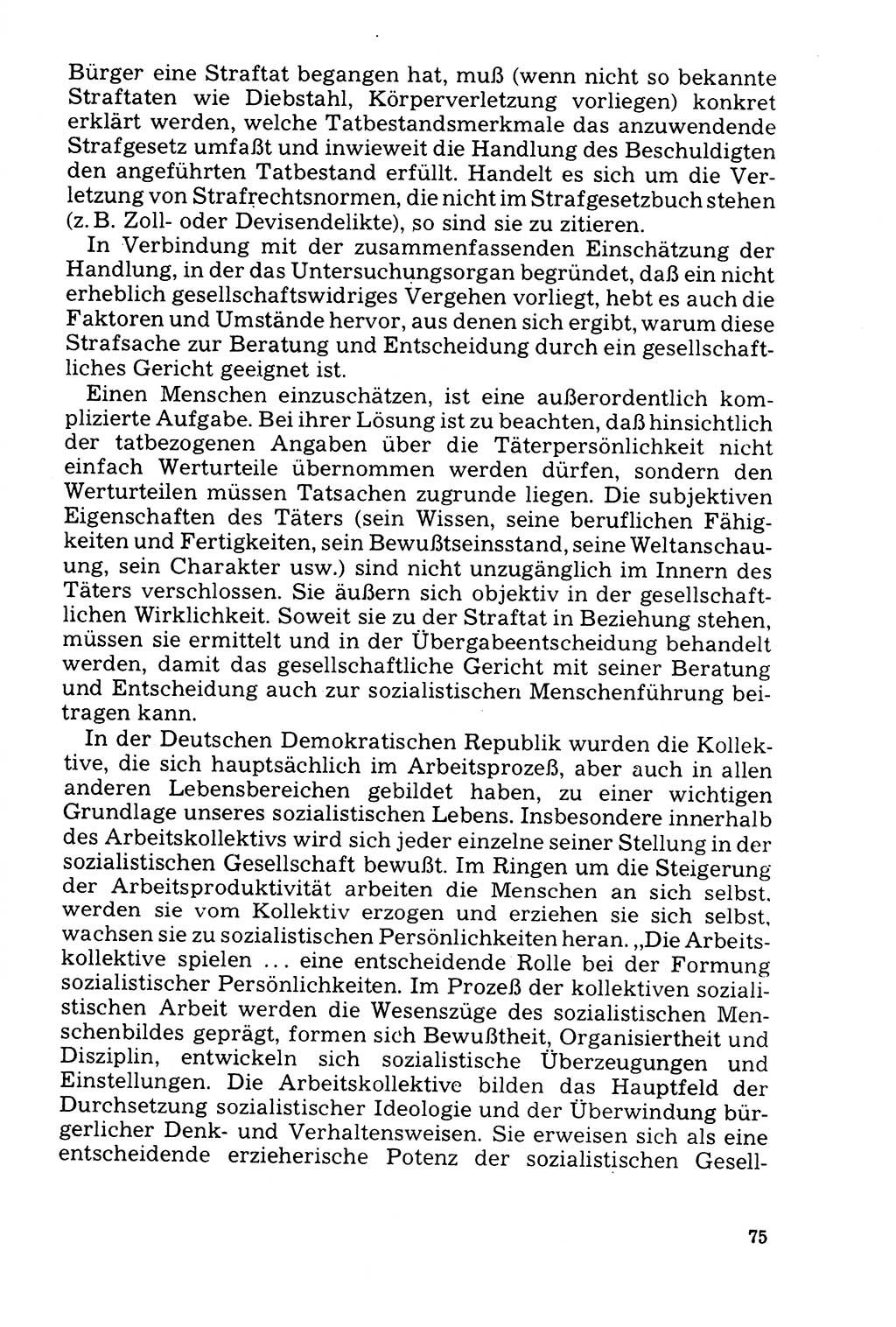 Der AbschluÃŸ des Ermittlungsverfahrens [Deutsche Demokratische Republik (DDR)] 1978, Seite 75 (Abschl. EV DDR 1978, S. 75)