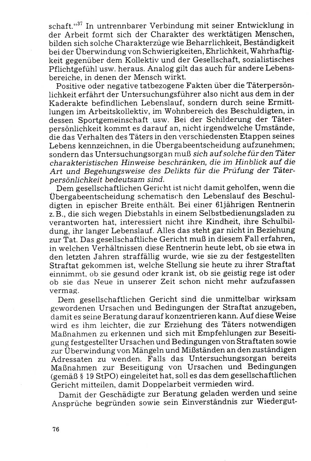 Der Abschluß des Ermittlungsverfahrens [Deutsche Demokratische Republik (DDR)] 1978, Seite 76 (Abschl. EV DDR 1978, S. 76)