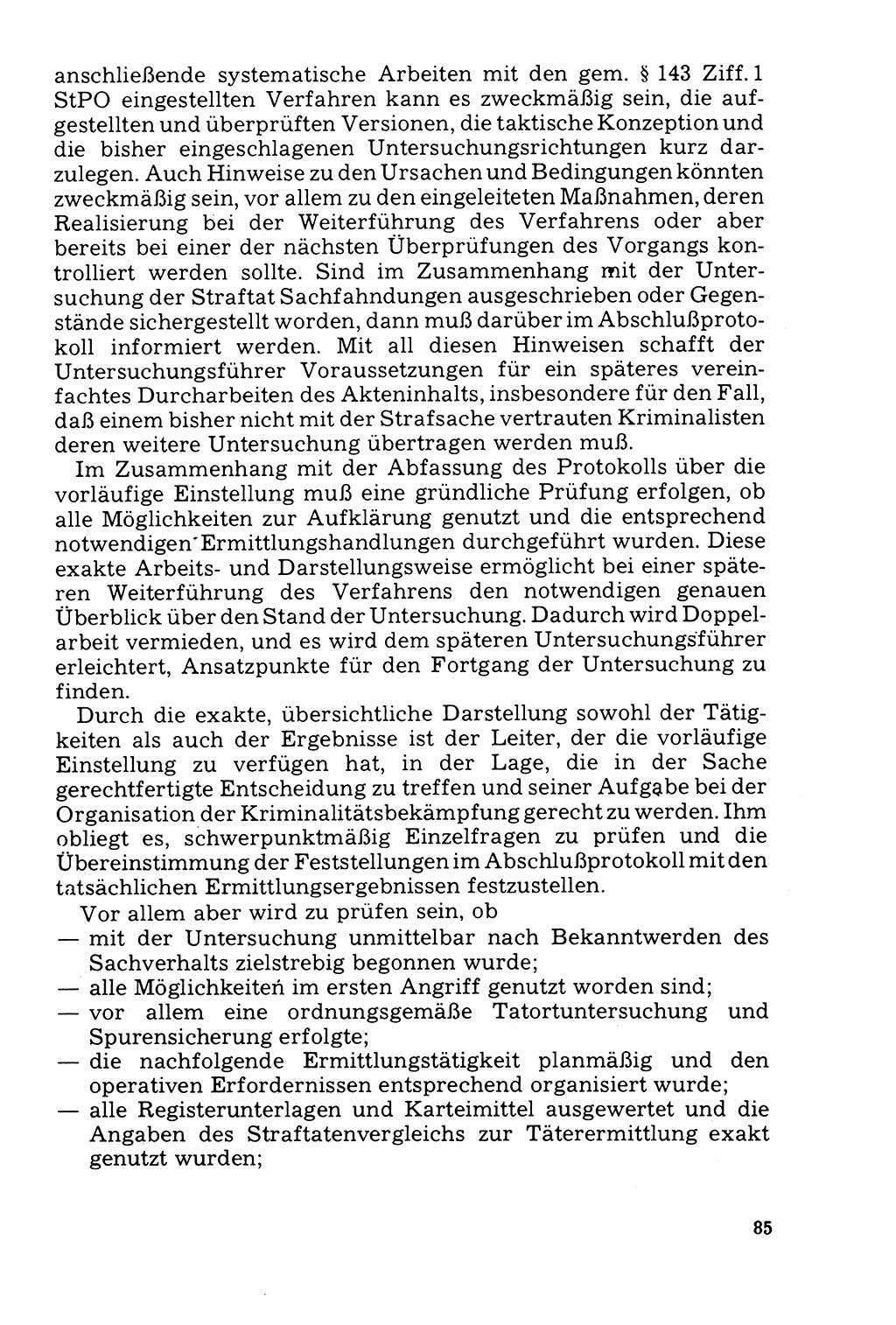 Der Abschluß des Ermittlungsverfahrens [Deutsche Demokratische Republik (DDR)] 1978, Seite 85 (Abschl. EV DDR 1978, S. 85)