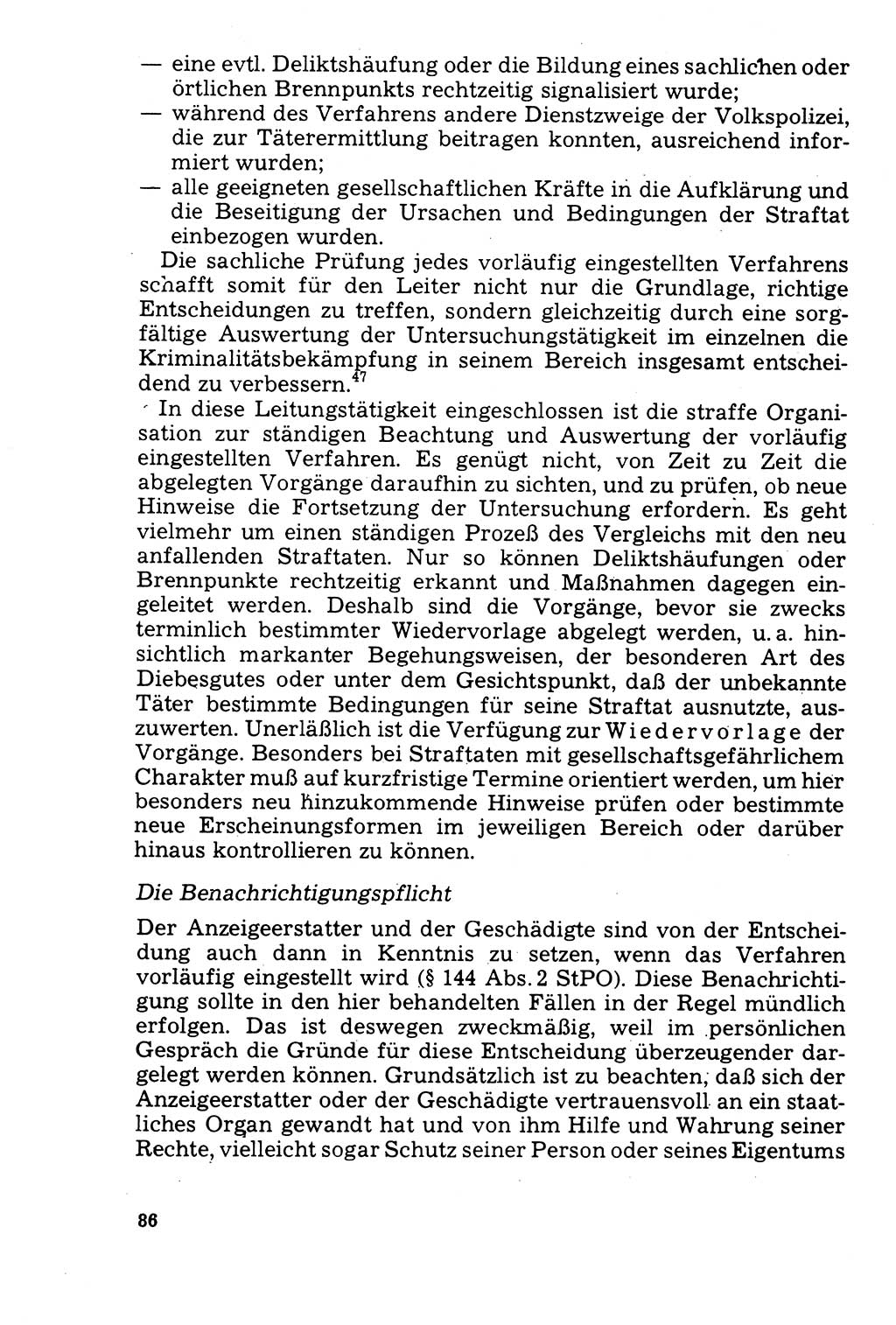 Der Abschluß des Ermittlungsverfahrens [Deutsche Demokratische Republik (DDR)] 1978, Seite 86 (Abschl. EV DDR 1978, S. 86)