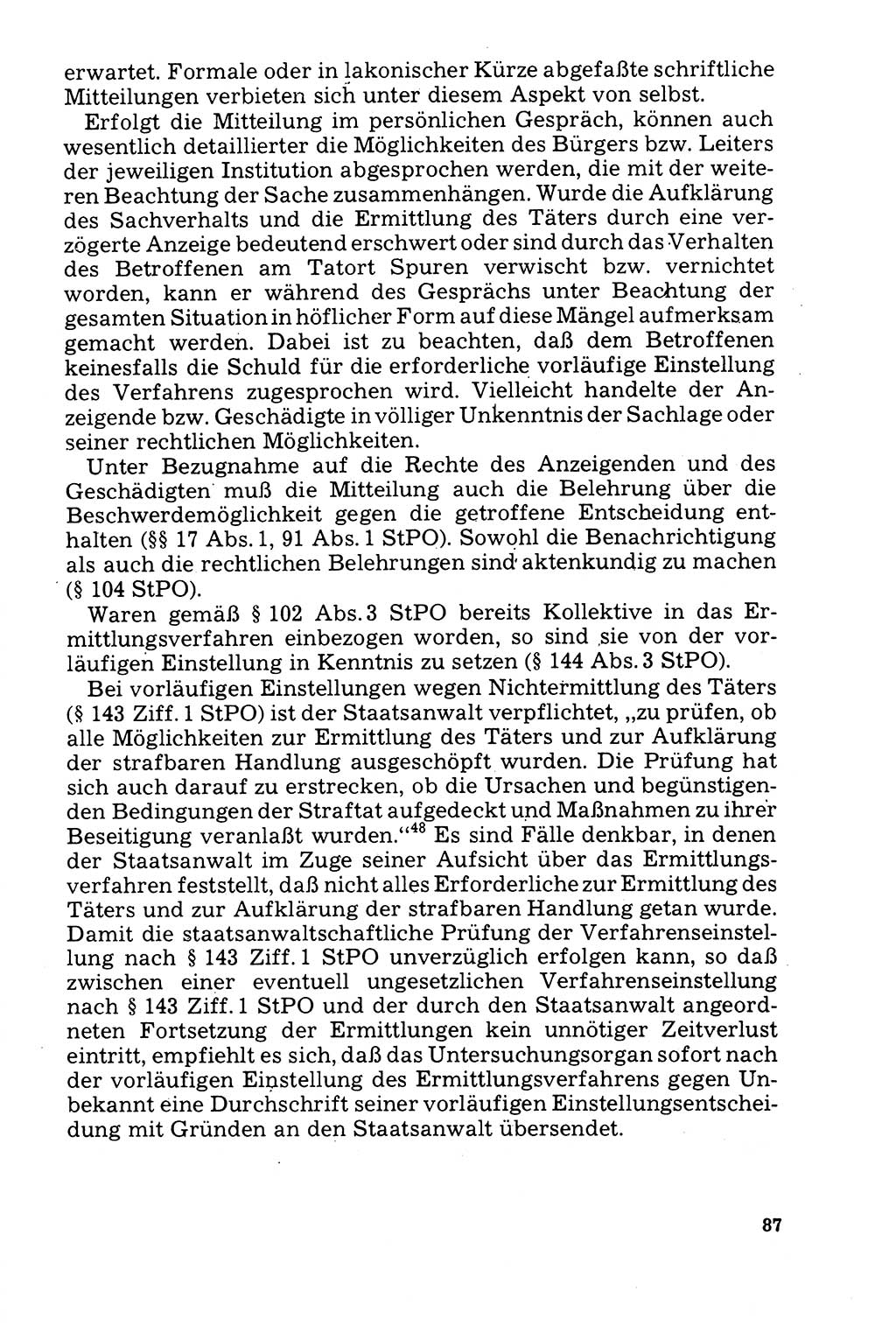 Der Abschluß des Ermittlungsverfahrens [Deutsche Demokratische Republik (DDR)] 1978, Seite 87 (Abschl. EV DDR 1978, S. 87)