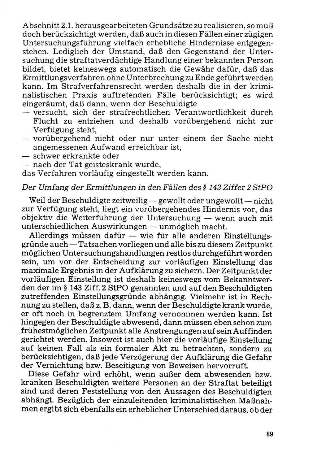 Der Abschluß des Ermittlungsverfahrens [Deutsche Demokratische Republik (DDR)] 1978, Seite 89 (Abschl. EV DDR 1978, S. 89)