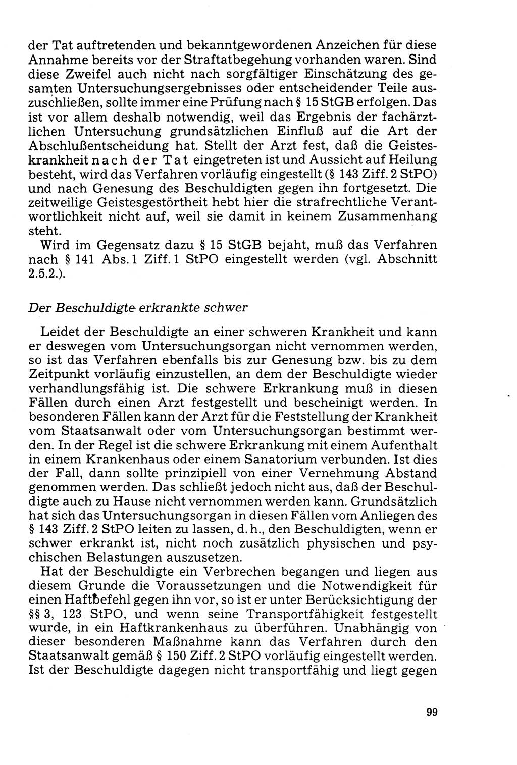 Der Abschluß des Ermittlungsverfahrens [Deutsche Demokratische Republik (DDR)] 1978, Seite 99 (Abschl. EV DDR 1978, S. 99)