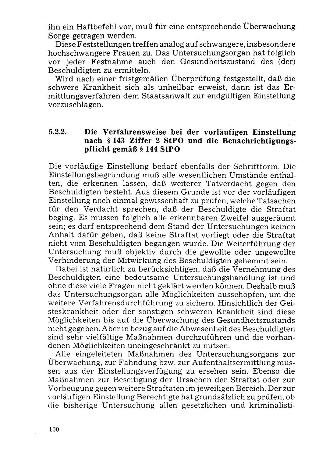 Der Abschluß des Ermittlungsverfahrens [Deutsche Demokratische Republik (DDR)] 1978, Seite 100 (Abschl. EV DDR 1978, S. 100)