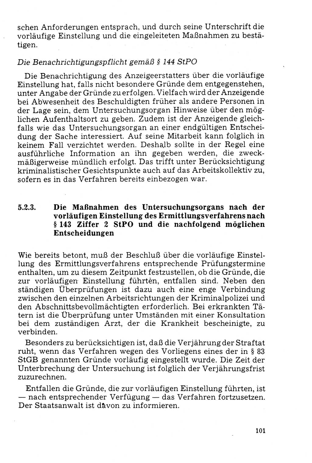 Der Abschluß des Ermittlungsverfahrens [Deutsche Demokratische Republik (DDR)] 1978, Seite 101 (Abschl. EV DDR 1978, S. 101)