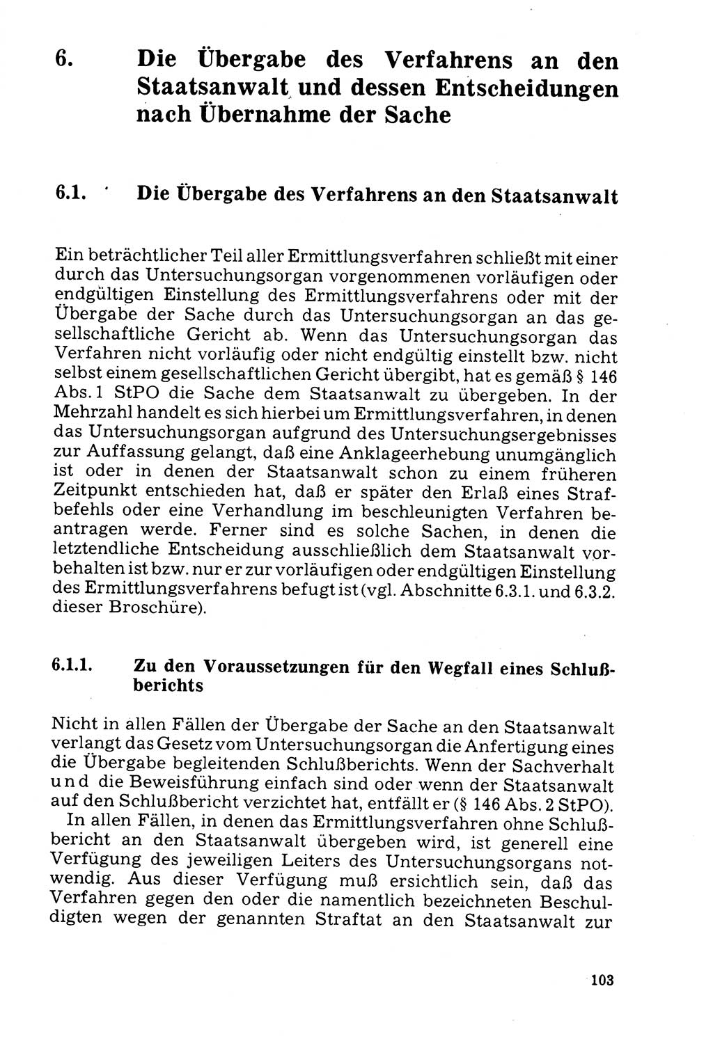 Der Abschluß des Ermittlungsverfahrens [Deutsche Demokratische Republik (DDR)] 1978, Seite 103 (Abschl. EV DDR 1978, S. 103)