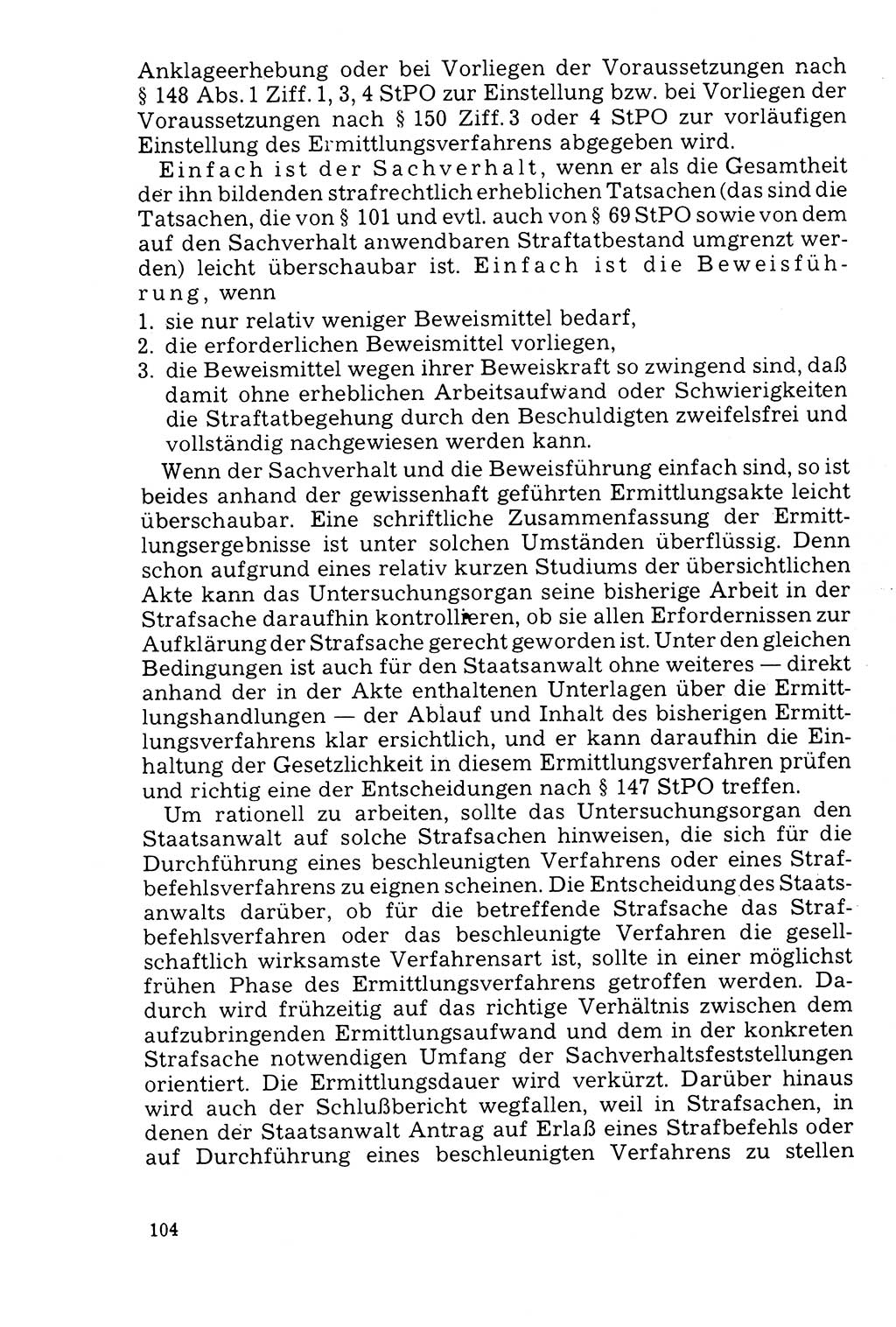 Der Abschluß des Ermittlungsverfahrens [Deutsche Demokratische Republik (DDR)] 1978, Seite 104 (Abschl. EV DDR 1978, S. 104)