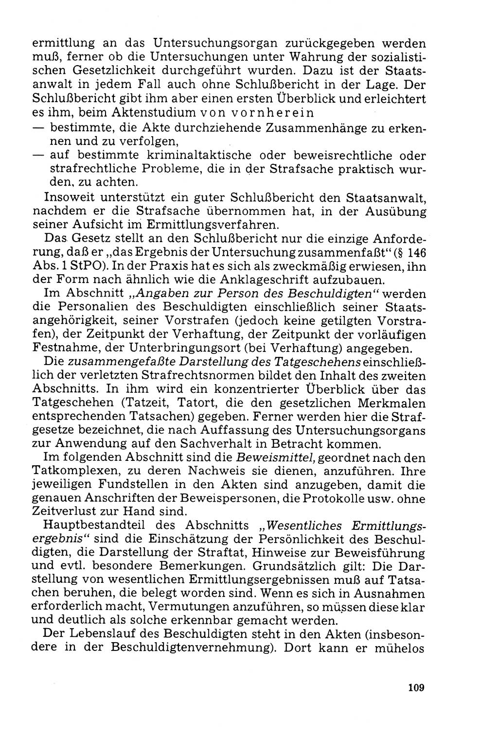 Der Abschluß des Ermittlungsverfahrens [Deutsche Demokratische Republik (DDR)] 1978, Seite 109 (Abschl. EV DDR 1978, S. 109)