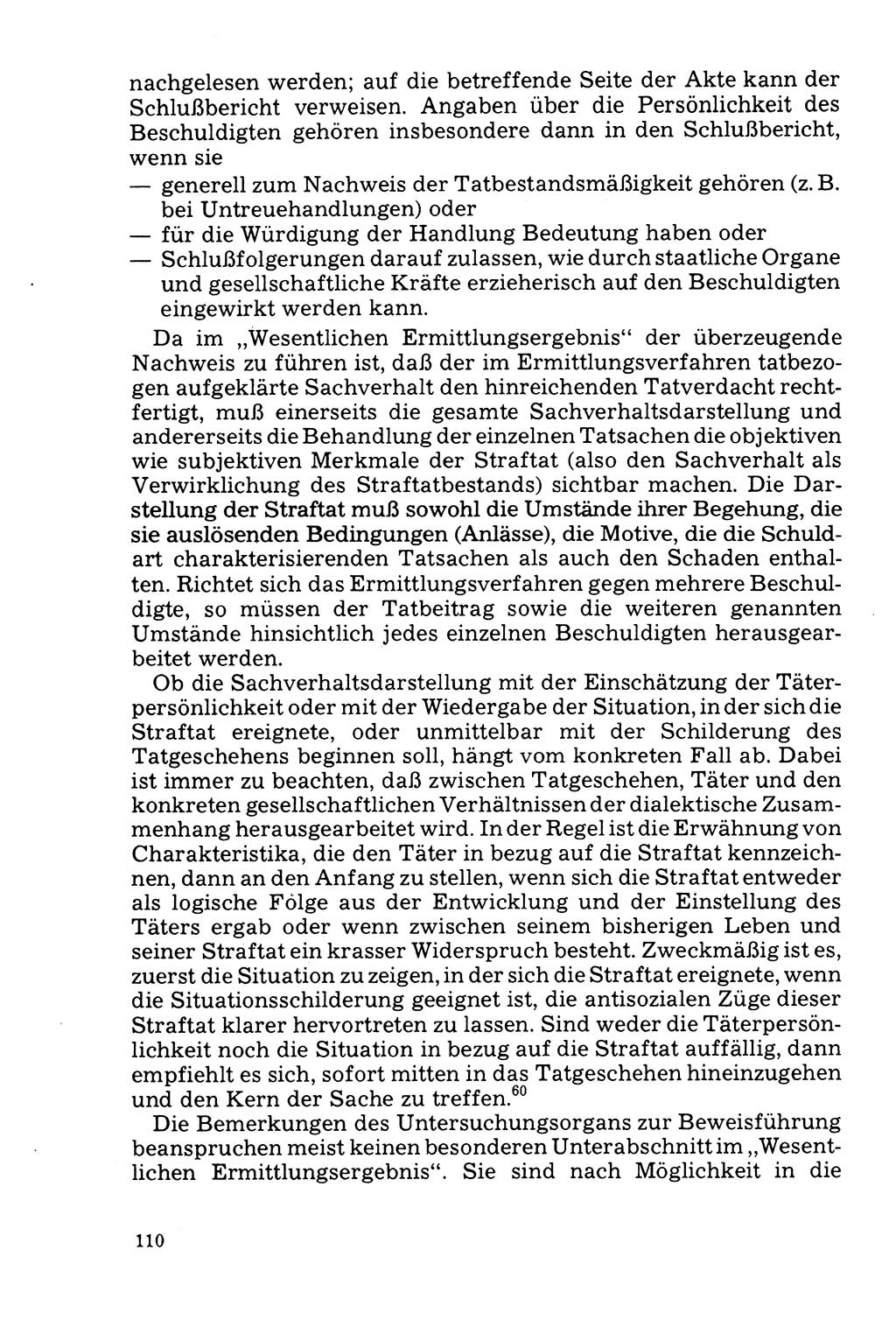 Der Abschluß des Ermittlungsverfahrens [Deutsche Demokratische Republik (DDR)] 1978, Seite 110 (Abschl. EV DDR 1978, S. 110)