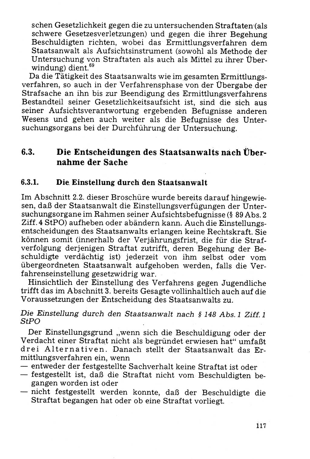 Der Abschluß des Ermittlungsverfahrens [Deutsche Demokratische Republik (DDR)] 1978, Seite 117 (Abschl. EV DDR 1978, S. 117)