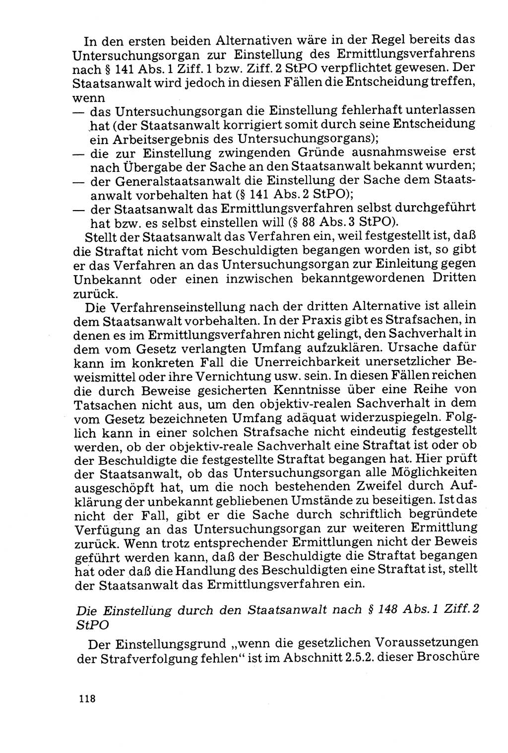 Der Abschluß des Ermittlungsverfahrens [Deutsche Demokratische Republik (DDR)] 1978, Seite 118 (Abschl. EV DDR 1978, S. 118)