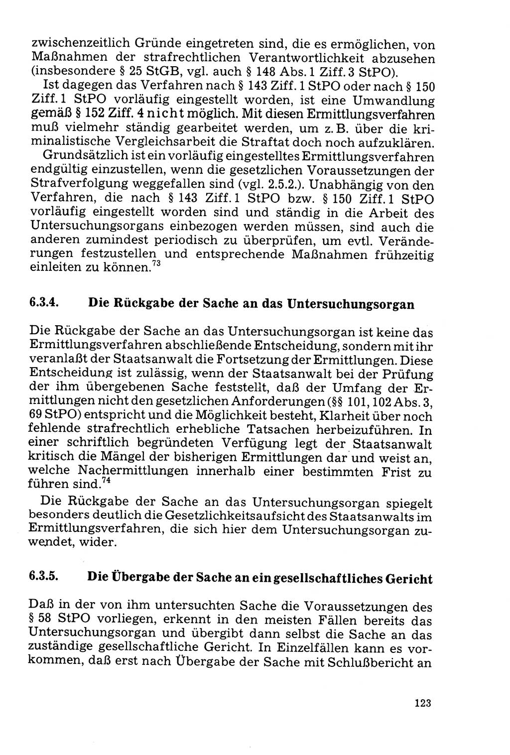 Der Abschluß des Ermittlungsverfahrens [Deutsche Demokratische Republik (DDR)] 1978, Seite 123 (Abschl. EV DDR 1978, S. 123)