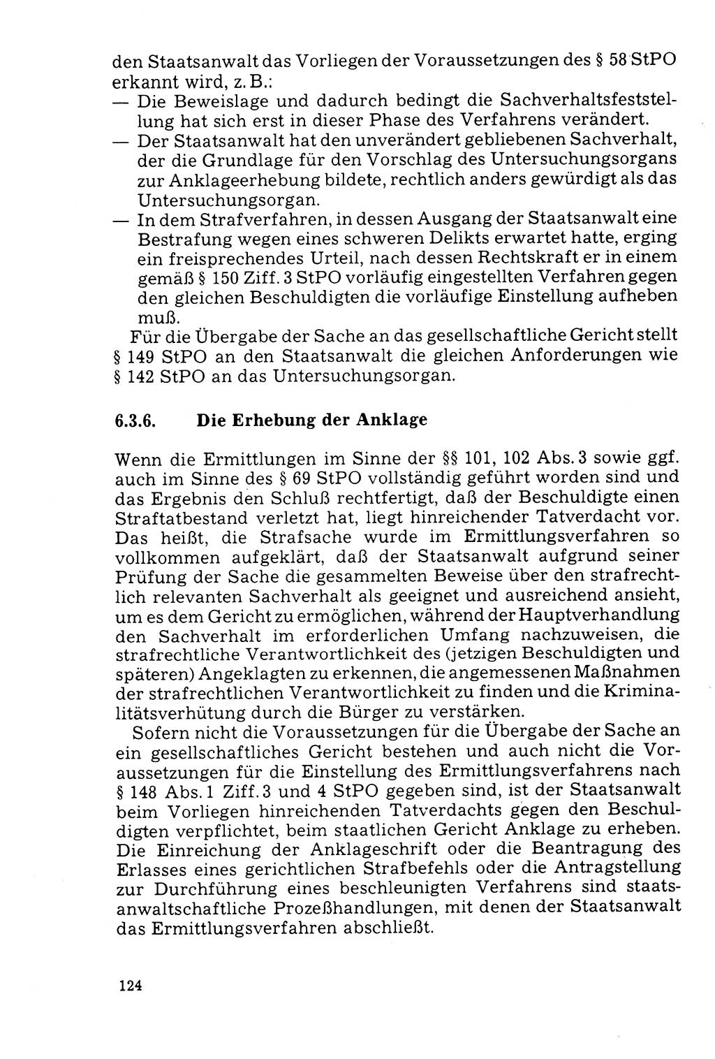 Der Abschluß des Ermittlungsverfahrens [Deutsche Demokratische Republik (DDR)] 1978, Seite 124 (Abschl. EV DDR 1978, S. 124)