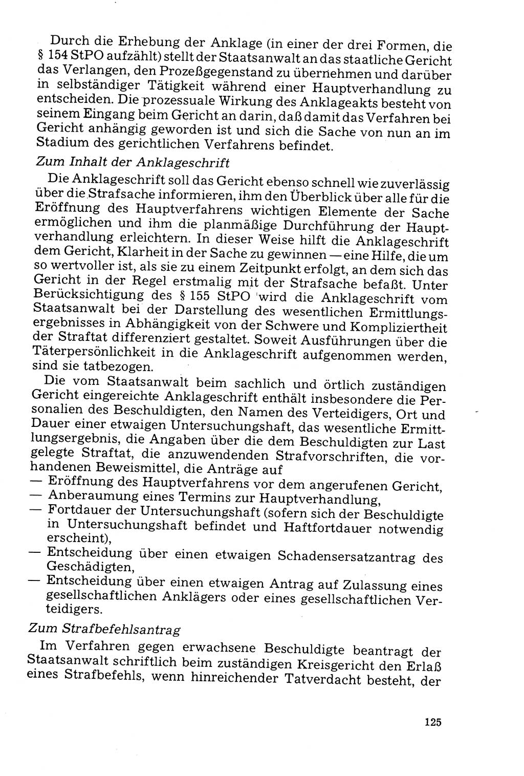 Der Abschluß des Ermittlungsverfahrens [Deutsche Demokratische Republik (DDR)] 1978, Seite 125 (Abschl. EV DDR 1978, S. 125)