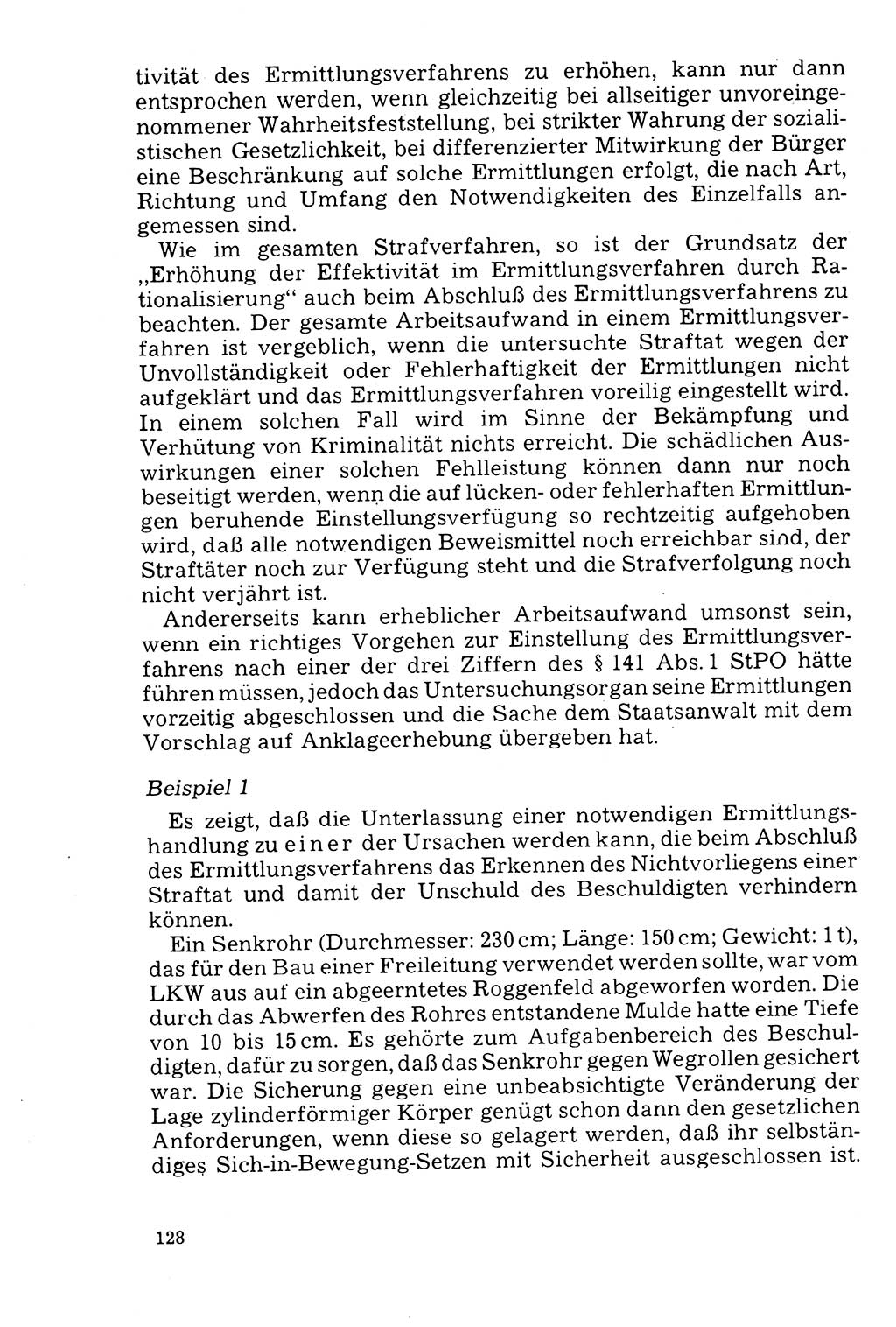 Der Abschluß des Ermittlungsverfahrens [Deutsche Demokratische Republik (DDR)] 1978, Seite 128 (Abschl. EV DDR 1978, S. 128)