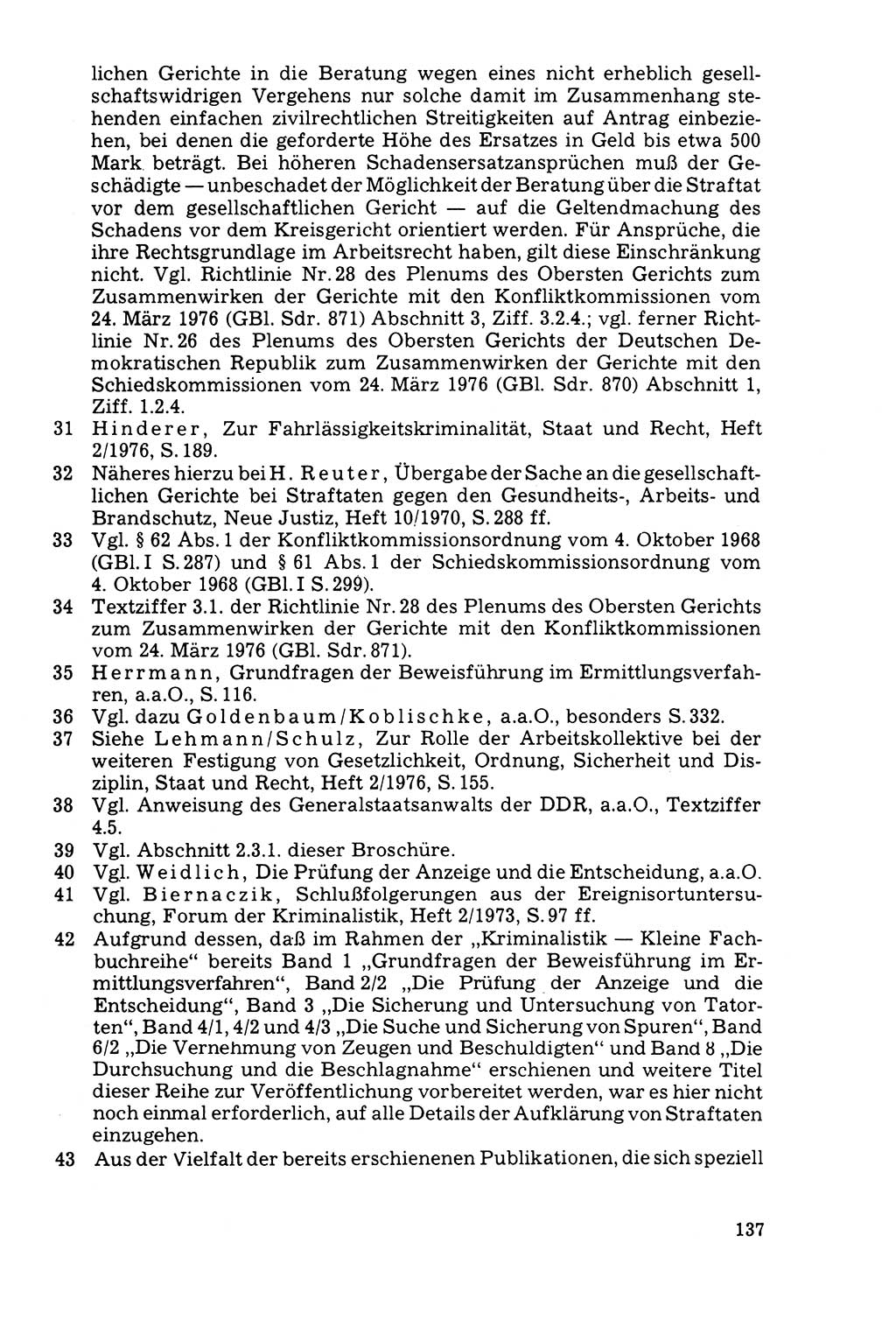 Der Abschluß des Ermittlungsverfahrens [Deutsche Demokratische Republik (DDR)] 1978, Seite 137 (Abschl. EV DDR 1978, S. 137)