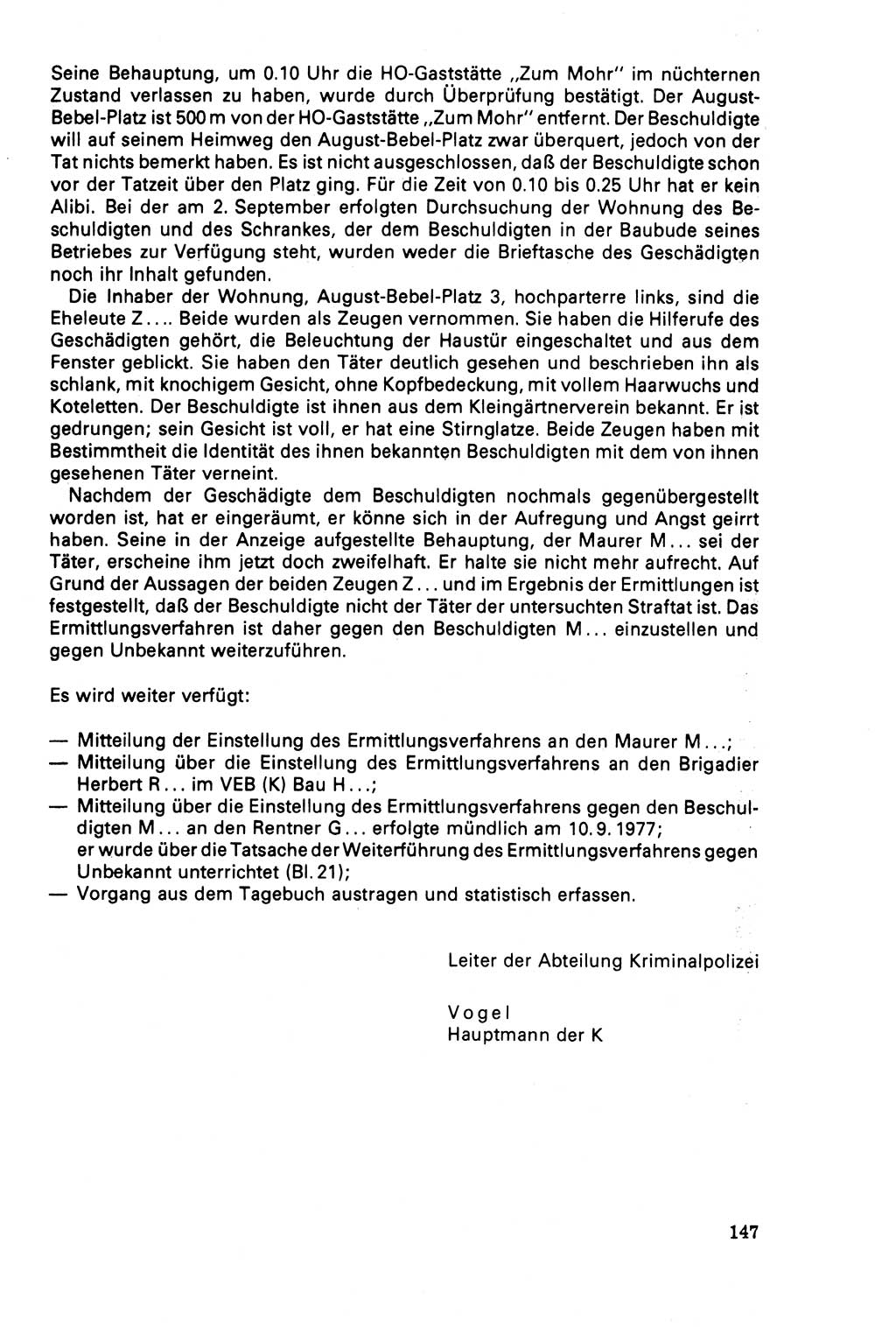 Der Abschluß des Ermittlungsverfahrens [Deutsche Demokratische Republik (DDR)] 1978, Seite 147 (Abschl. EV DDR 1978, S. 147)