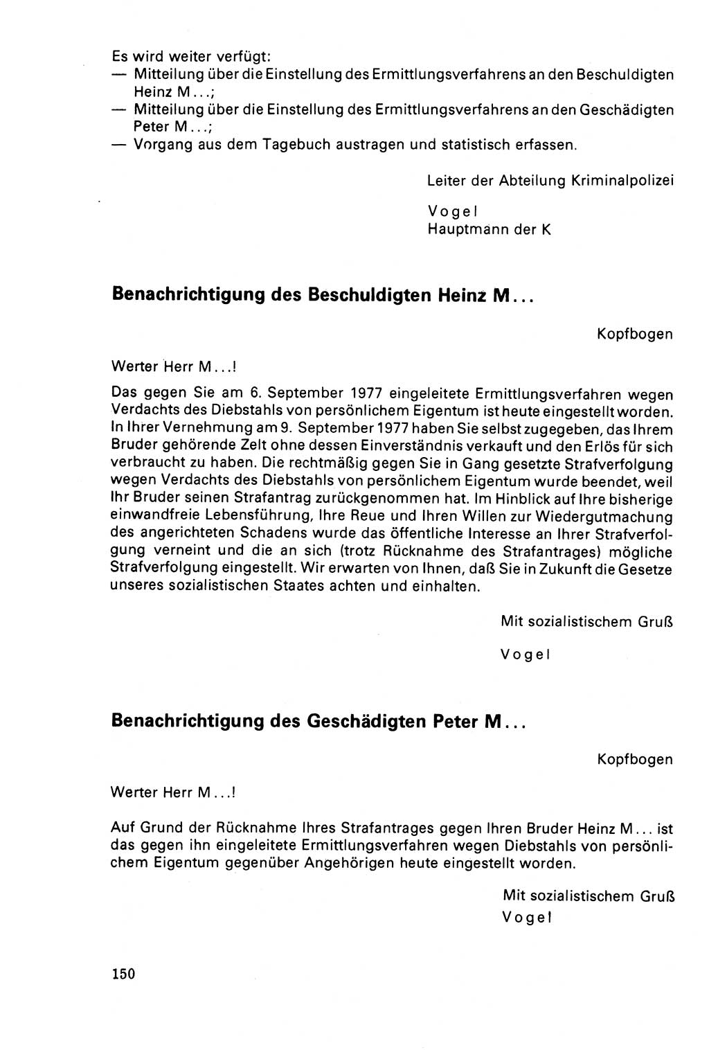 Der Abschluß des Ermittlungsverfahrens [Deutsche Demokratische Republik (DDR)] 1978, Seite 150 (Abschl. EV DDR 1978, S. 150)