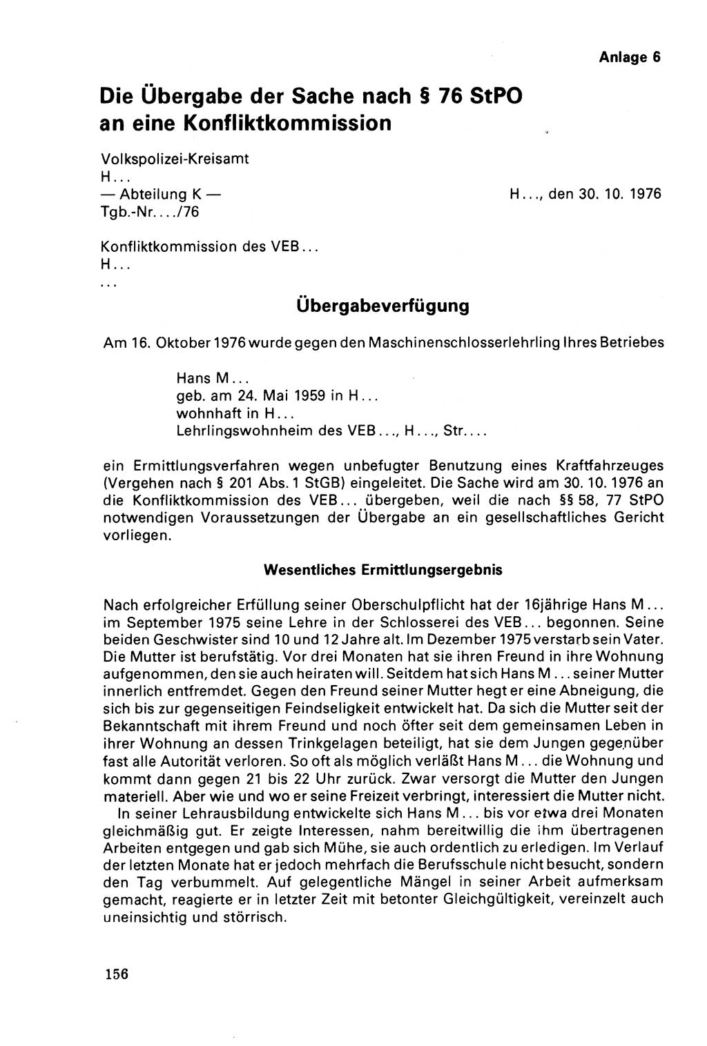 Der Abschluß des Ermittlungsverfahrens [Deutsche Demokratische Republik (DDR)] 1978, Seite 156 (Abschl. EV DDR 1978, S. 156)